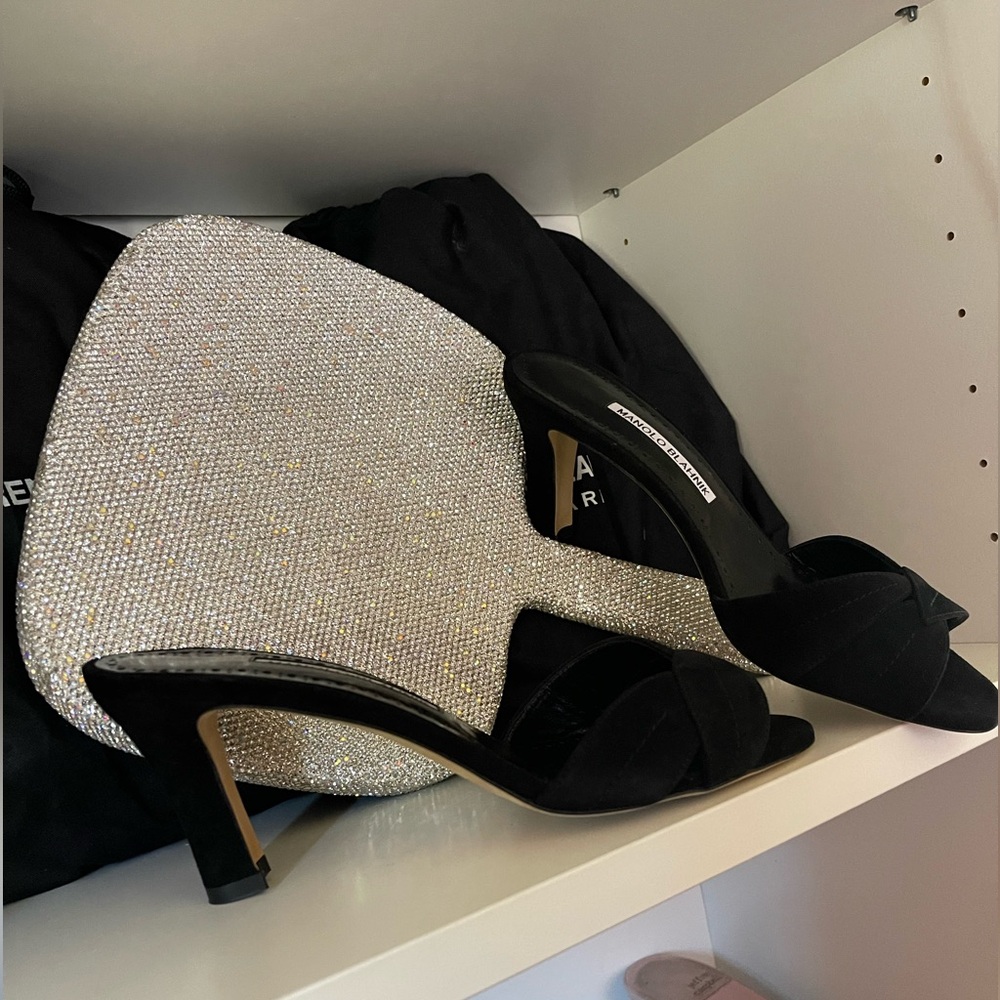 Manolo Blahnik Black Suede Heels